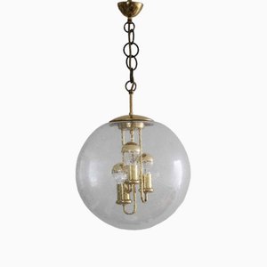 Space Age Sputnik Brass and Glass Globe Pendant Lamp from Doria, 1970s-FJP-1771629