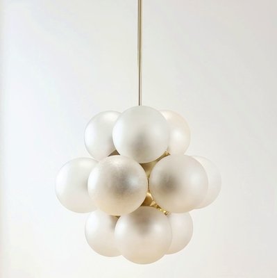 Space Age Sputnik Brass & Glass Globes Ceiling Light from Kaiser Leuchten, Germany, 1960s-BMM-1785197