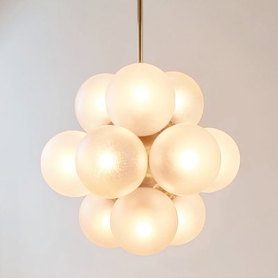 Space Age Sputnik Brass & Glass Globes Ceiling Light from Kaiser Leuchten, Germany, 1960s-BMM-1785197