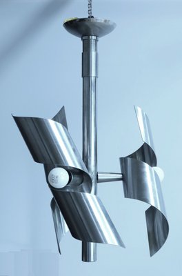 Space Age Stainless Steel Chandelier, 1960s-RVK-2023497