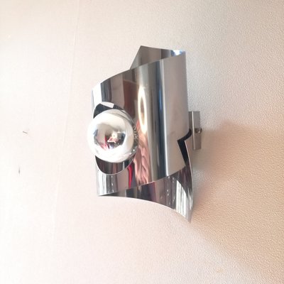 Space Age Stainless Steel Wall Light, 1970s-NTQ-2021957