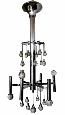 Space Age Style Chandelier in Chrome-Plated Brass, 1970-QRS-1794668