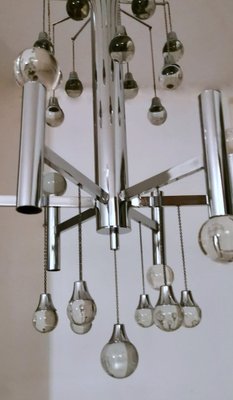 Space Age Style Chandelier in Chrome-Plated Brass, 1970-QRS-1794668