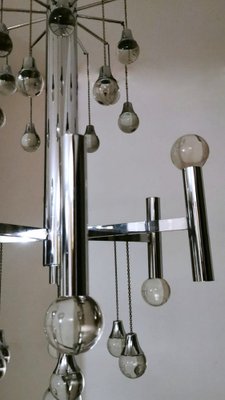 Space Age Style Chandelier in Chrome-Plated Brass, 1970-QRS-1794668