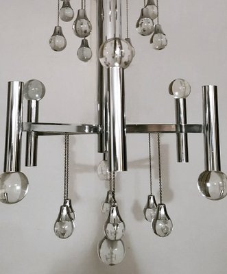 Space Age Style Chandelier in Chrome-Plated Brass, 1970-QRS-1794668