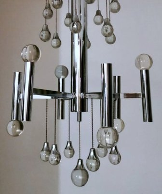 Space Age Style Chandelier in Chrome-Plated Brass, 1970-QRS-1794668