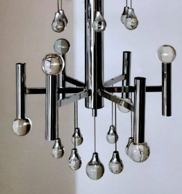 Space Age Style Chandelier in Chrome-Plated Brass, 1970-QRS-1794668