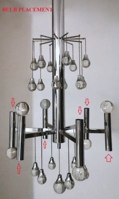 Space Age Style Chandelier in Chrome-Plated Brass, 1970-QRS-1794668