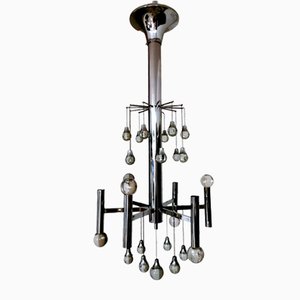 Space Age Style Chandelier in Chrome-Plated Brass, 1970-QRS-1794668