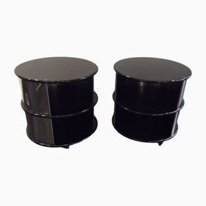 Space Age Style Nightstands in Lacquered Wood and Steel, 1970s, Set of 2-QZG-1743589