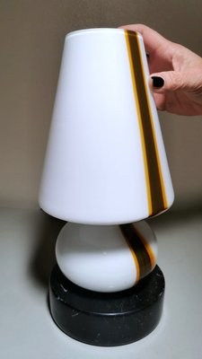 Space Age Table Lamp in Opaline Murano Glass & Marble in Carlo Moretti Style-QRS-1327707