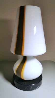 Space Age Table Lamp in Opaline Murano Glass & Marble in Carlo Moretti Style-QRS-1327707