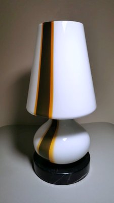 Space Age Table Lamp in Opaline Murano Glass & Marble in Carlo Moretti Style-QRS-1327707