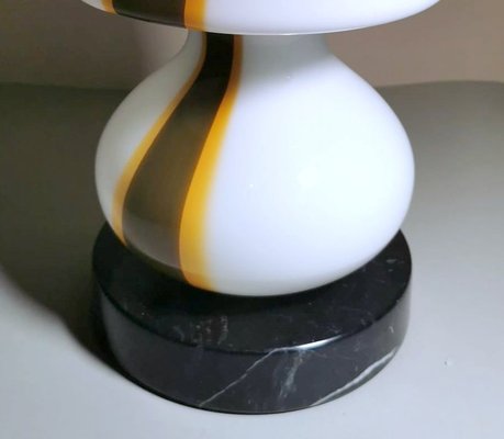 Space Age Table Lamp in Opaline Murano Glass & Marble in Carlo Moretti Style-QRS-1327707