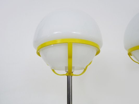 Space Age Table Lamps in Chrome Metal Globe Opaline, 1970s SET OF 2-MZP-2034962