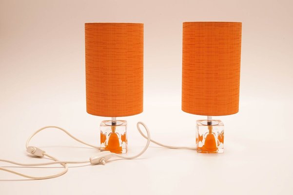 Space Age Table Lamps with Orange Shades, 1970s, Set of 2-KIJ-803897