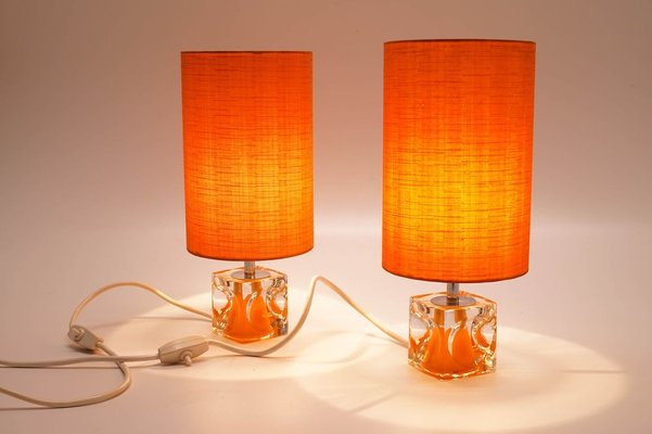 Space Age Table Lamps with Orange Shades, 1970s, Set of 2-KIJ-803897