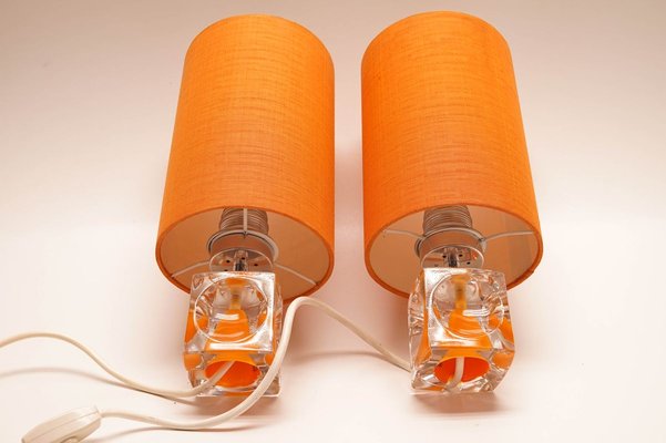 Space Age Table Lamps with Orange Shades, 1970s, Set of 2-KIJ-803897