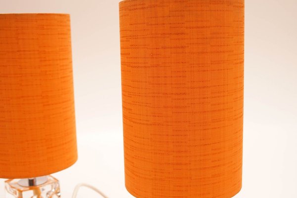 Space Age Table Lamps with Orange Shades, 1970s, Set of 2-KIJ-803897