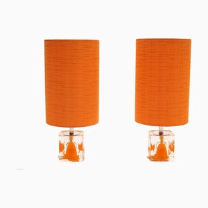 Space Age Table Lamps with Orange Shades, 1970s, Set of 2-KIJ-803897