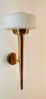 Space Age Wall Light in Brass and Glass-QLH-1820835