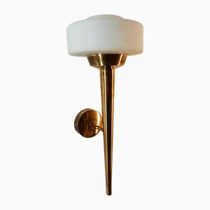 Space Age Wall Light in Brass and Glass-QLH-1820835