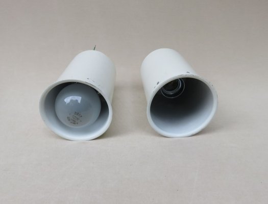 Space Age White Metal Ceiling Lamps, 1970s, Set of 2-EY-695087