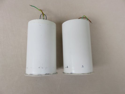 Space Age White Metal Ceiling Lamps, 1970s, Set of 2-EY-695087