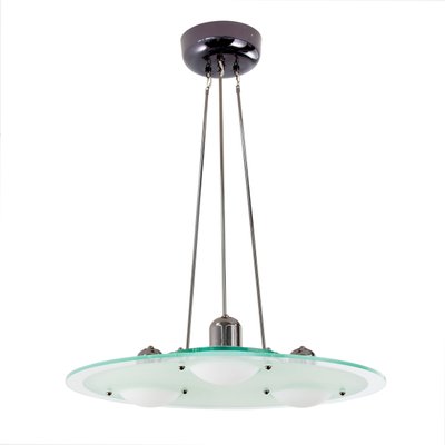 Space Age White with Black Glass Spiral Chandelier, 1970s-MPO-1180705