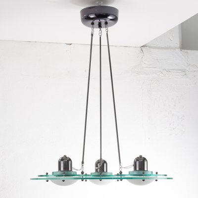 Space Age White with Black Glass Spiral Chandelier, 1970s-MPO-1180705