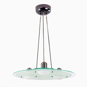 Space Age White with Black Glass Spiral Chandelier, 1970s-MPO-1180705