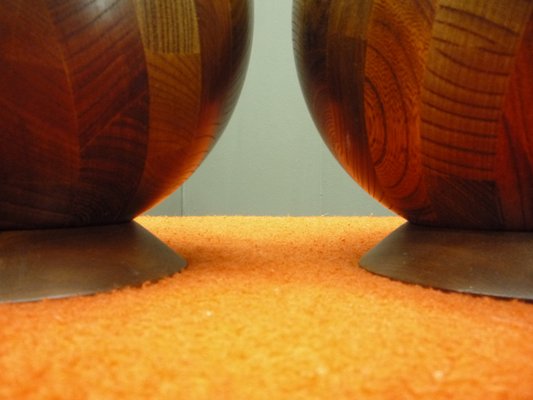 Space Age Wood Sphere Speakers, 1970s, Set of 2-UG-1453687