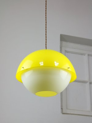 Space Age Yellow Acrylic Glass Pendant Lamp, 1970s-HGJ-1723729