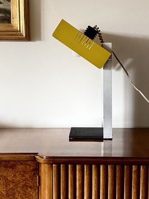 Space Age Yellow Cubic Table Lamp, Italy, 1970s-TXN-1420410