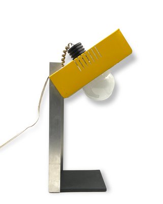 Space Age Yellow Cubic Table Lamp, Italy, 1970s-TXN-1420410