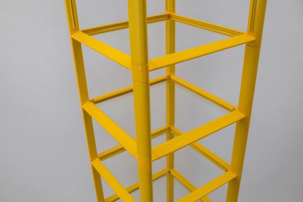 Space Age Yellow Plug-in Rack in Plastic and Glass, 1970s-KQB-1240166