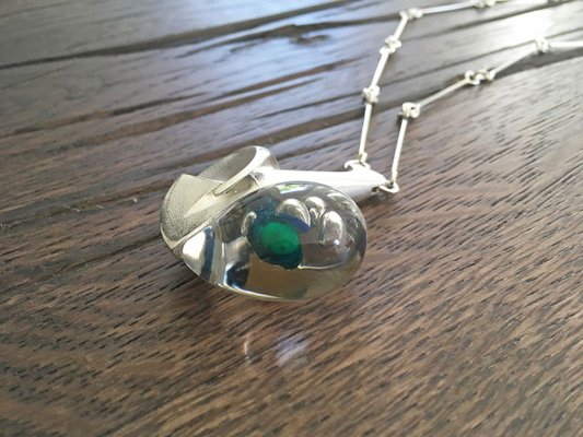 Space Apple Necklace in Acrylic & Acrylic Glass Sterling Silver 925 by Björn Weckström for Lapponia, 1978-YZD-696018