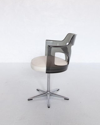 Spage Age Smoked Plexi Glass Swivel Desk Chair, 1960s-KL-1367354