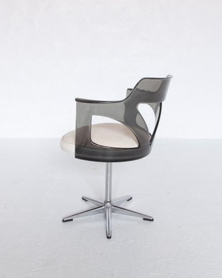 Spage Age Smoked Plexi Glass Swivel Desk Chair, 1960s-KL-1367354