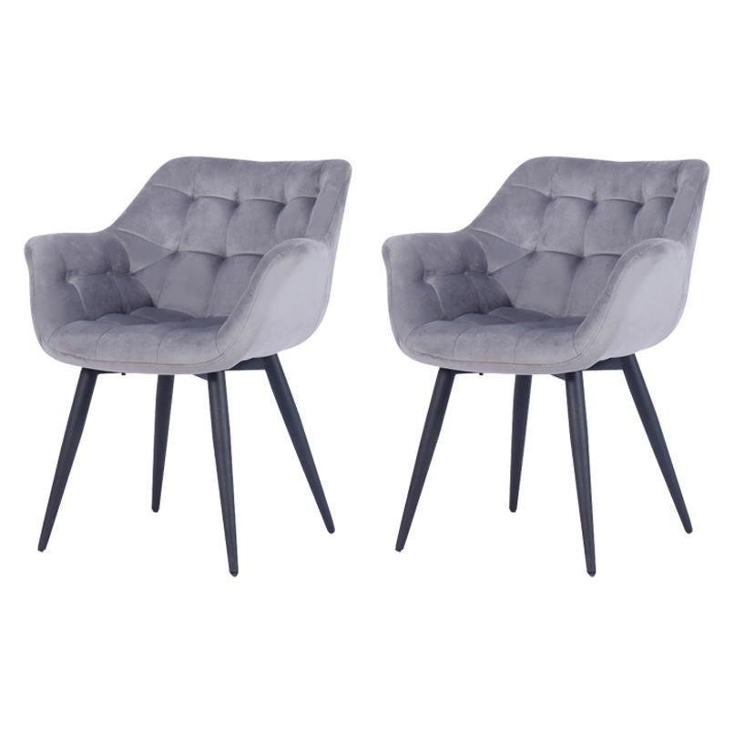 Spanish Armchairs in Gray Velvet by Spanish Manufactory, Set of 2