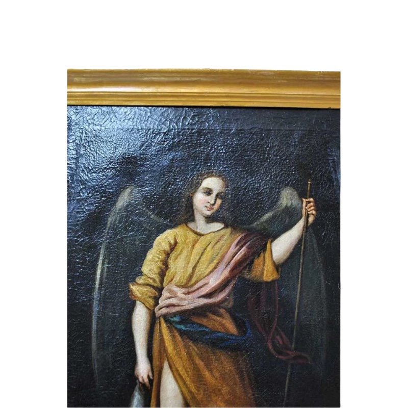 Spanish Artist, Archangel St Raphael, 19th Century, Oil on Canvas, Framed