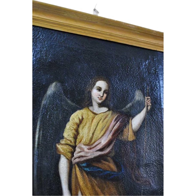 Spanish Artist, Archangel St Raphael, 19th Century, Oil on Canvas, Framed