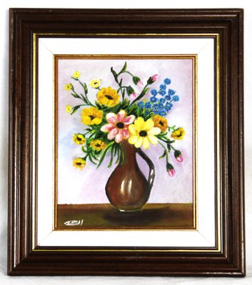 Spanish Artist, Floral Still Life, 20th Century, Oil on Canvas-ZYI-1332054