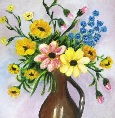 Spanish Artist, Floral Still Life, 20th Century, Oil on Canvas-ZYI-1332054