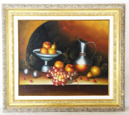 Spanish Artist, Still Life with Fruit, Late 20th Century, Oil on Canvas-ZYI-1352918