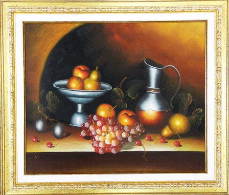 Spanish Artist, Still Life with Fruit, Late 20th Century, Oil on Canvas-ZYI-1352918