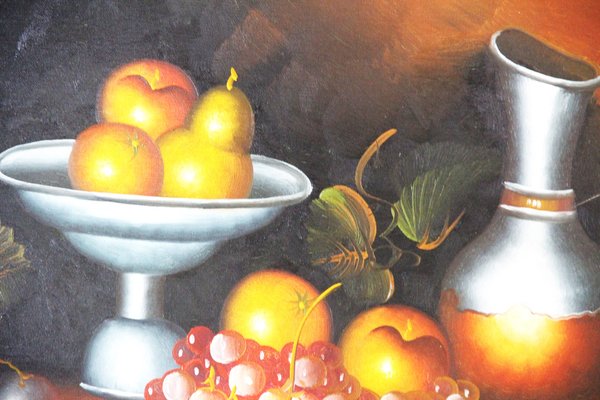 Spanish Artist, Still Life with Fruit, Late 20th Century, Oil on Canvas-ZYI-1352918