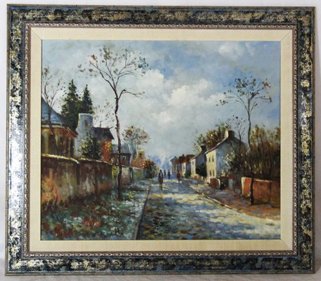 Spanish Artist, Street in a Typical Spanish Village, Late 20th Century, Oil on Canvas-ZYI-1352914