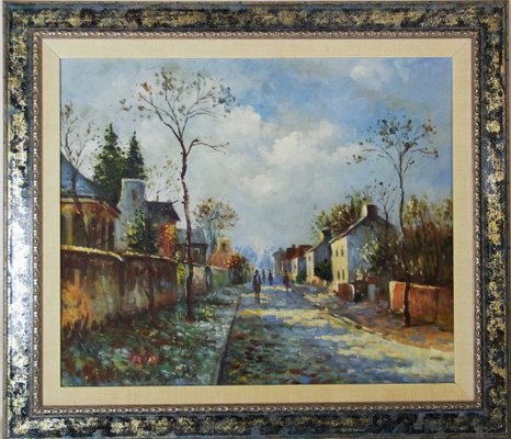 Spanish Artist, Street in a Typical Spanish Village, Late 20th Century, Oil on Canvas-ZYI-1352914