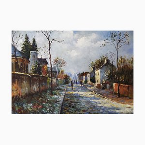 Spanish Artist, Street in a Typical Spanish Village, Late 20th Century, Oil on Canvas-ZYI-1352914